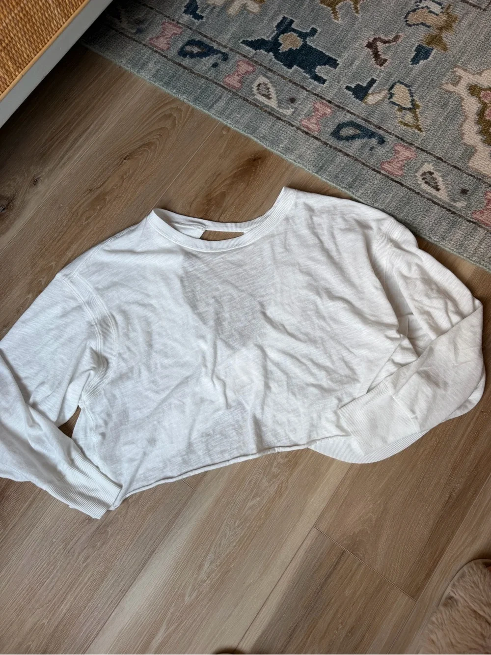 Free People Women's White Cropped Long-Sleeve Top - XS
